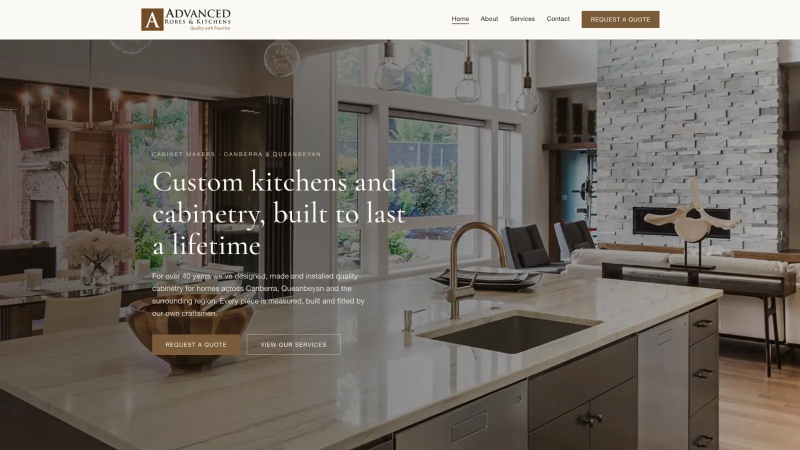 Advanced Robes & Kitchens website homepage